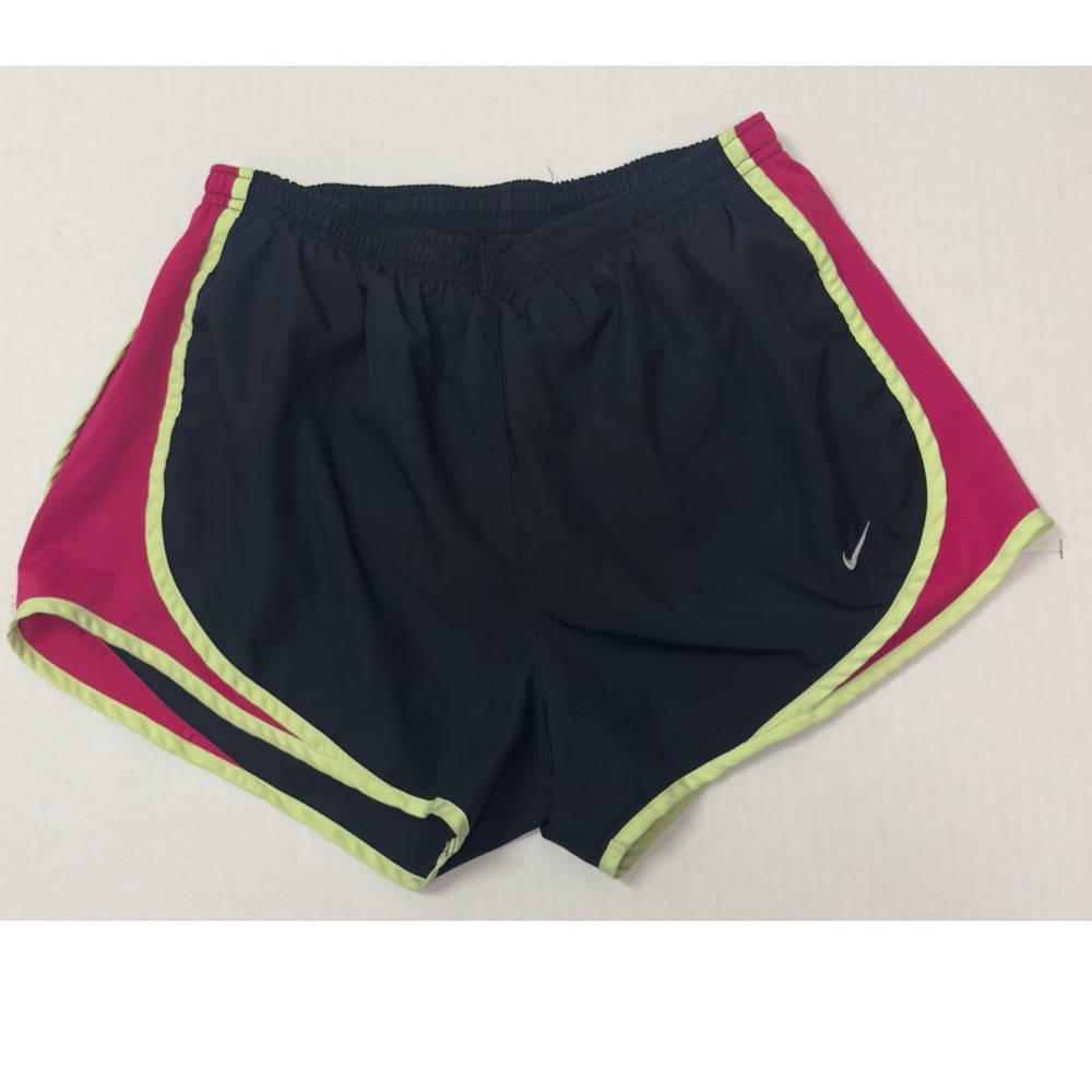 Nike Running Shorts Womens M Black Pink Neon Yellow Good Dri-FIT Athletic Gym